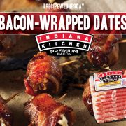 Nov Dec Recipes Bacon Wrapped Dates featuring Indiana Kitchen Thick Cut Bacon