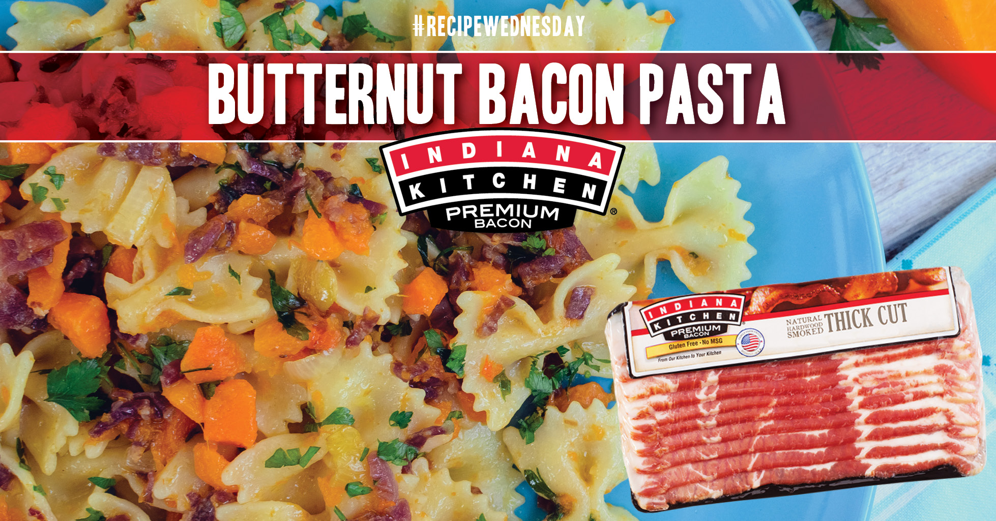 Bowtie Pasta with Butternut Squash and Indiana Kitchen Bacon