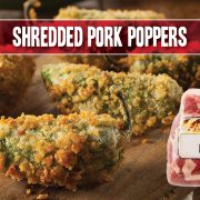 jalapeno poppers breaded fried and featuring Indiana Kitchen boston butt pork shoulder pulled pork filling