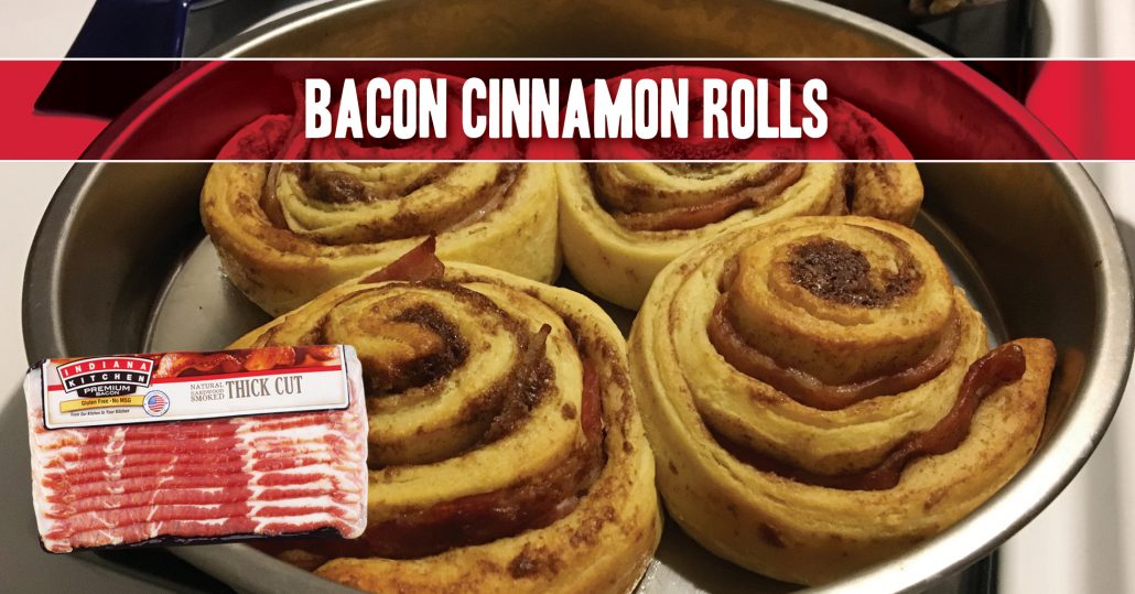 bacon cinnamon roll recipe featuring indiana kitchen bacon