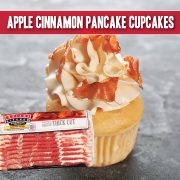 apple cinnamon pancake cupcake recipe made with indiana kitchen bacon sprinkles